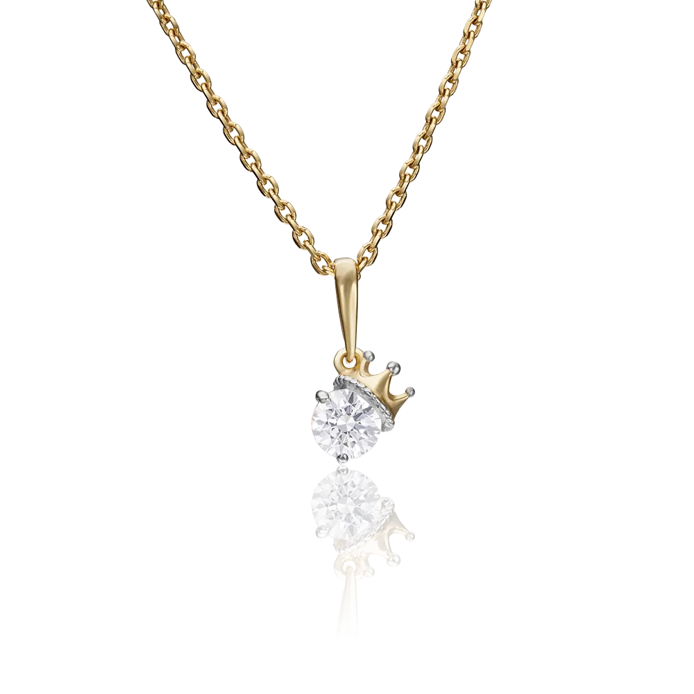 Подвеска «Корона» из лимонного золота с фианитом 03-2947-00-501-1130-38