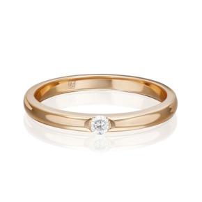 Обручальное кольцо из красного золота с бриллиантом 01-1265-00-101-1110-30