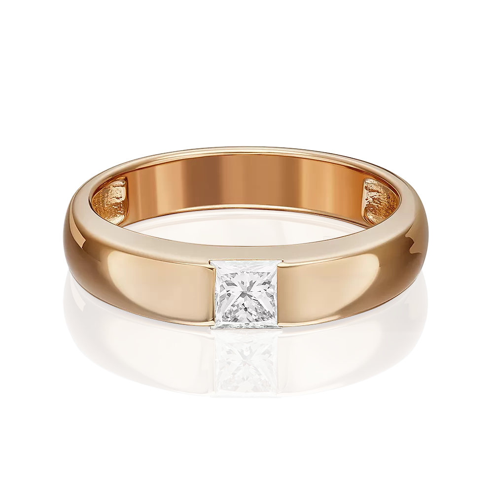 Обручальное кольцо из красного золота с бриллиантом 01-1269-00-101-1110-30