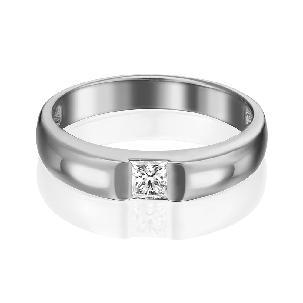 Обручальное кольцо из белого золота с бриллиантом 01-1270-00-101-1120-30