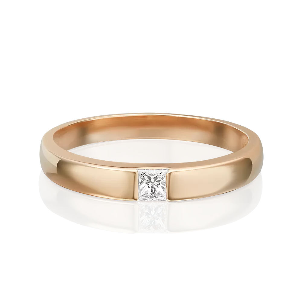 Обручальное кольцо из красного золота с бриллиантом 01-1271-00-101-1110-30