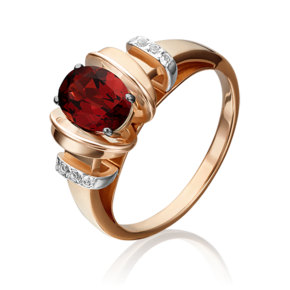 Кольцо из красного золота с гранатом и натуральными топазами white 01-5315-00-264-1110-57