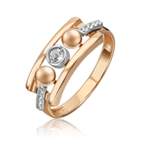 Кольцо «Дуэт форм» из комбинированного золота c натуральными топазами white 01-5515-00-201-1111