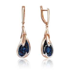 Серьги с английским замком из красного золота c сапфирами 02-4180-00-102-1110-30