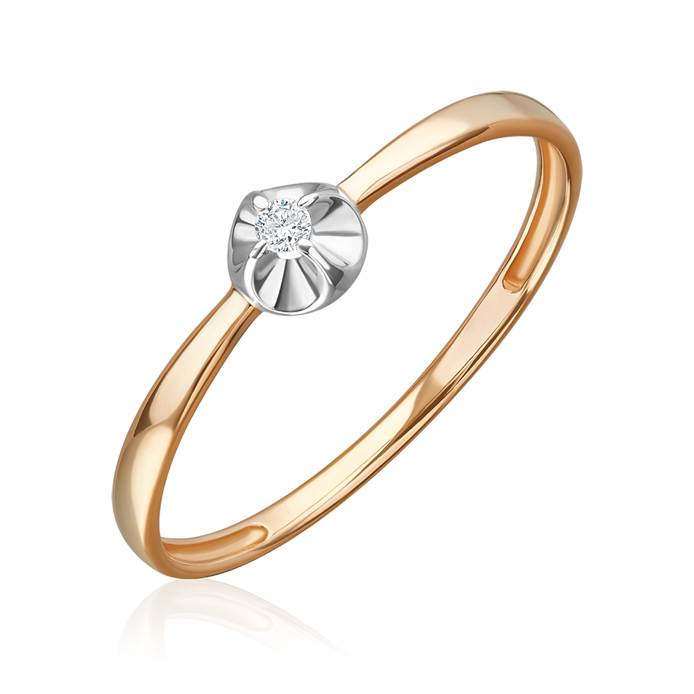 Помолвочное кольцо из красного золота с бриллиантом 01-5931-00-101-1110