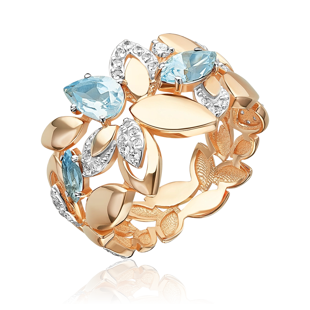 Кольцо «Осенний вальс» из красного золота с топазами и натуральными топазами white 01-5928-00-201-1110