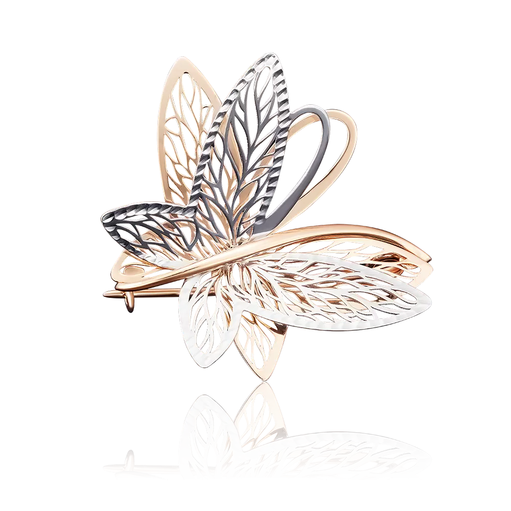 Брошь-подвеска «Бабочка» из комбинированного золота 04-0137-00-000-1111-48