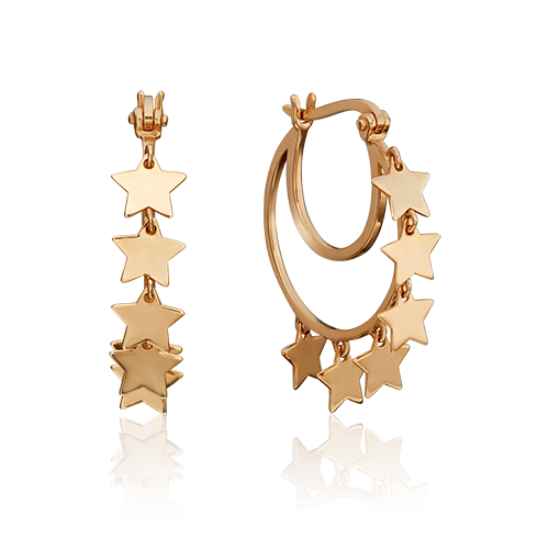 Серьги «Звёзды» с турецким замком из красного золота 02-4677-00-000-1110-48