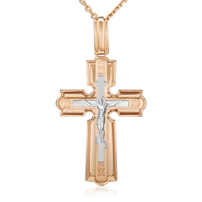 Православный крест из комбинированного золота 03-3056-00-000-1111-42