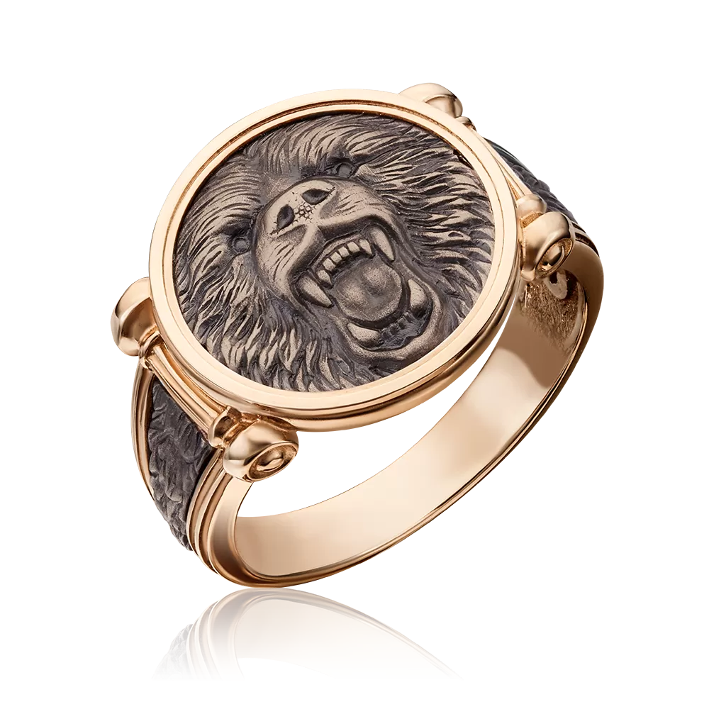 Печатка «Медведь» из комбинированного золота 01-5300-00-000-1111-42