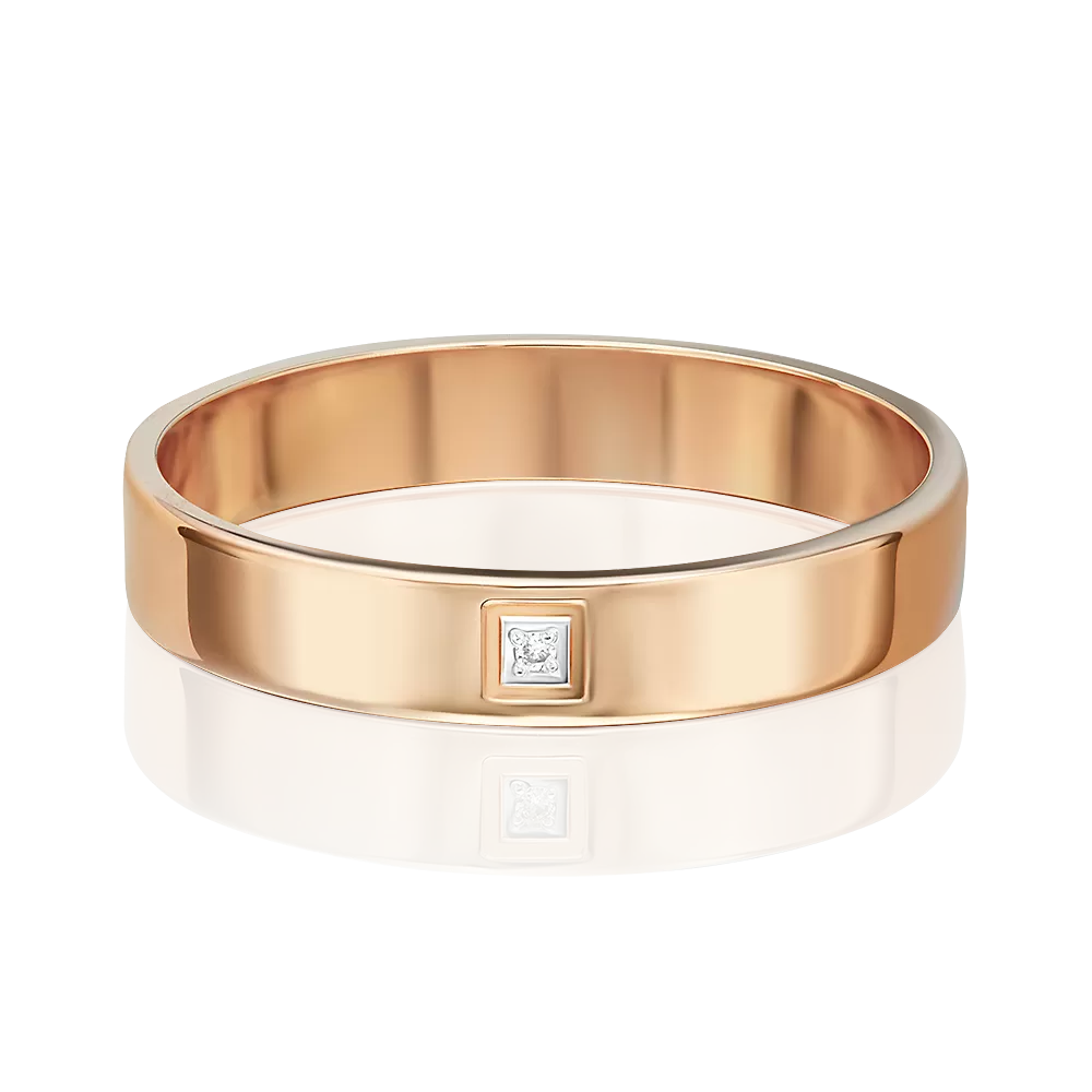 Обручальное кольцо из красного золота с бриллиантом 01-1178-00-101-1110-30