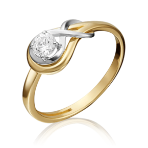 Кольцо из комбинированного золота с фианитом 01-5343-00-501-1121-38