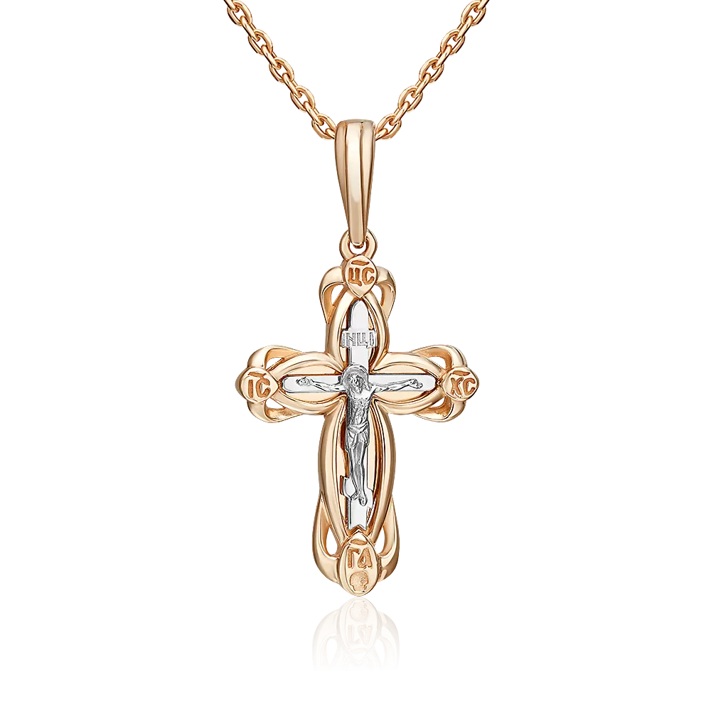 Православный крест из комбинированного золота 03-3560-00-000-1111