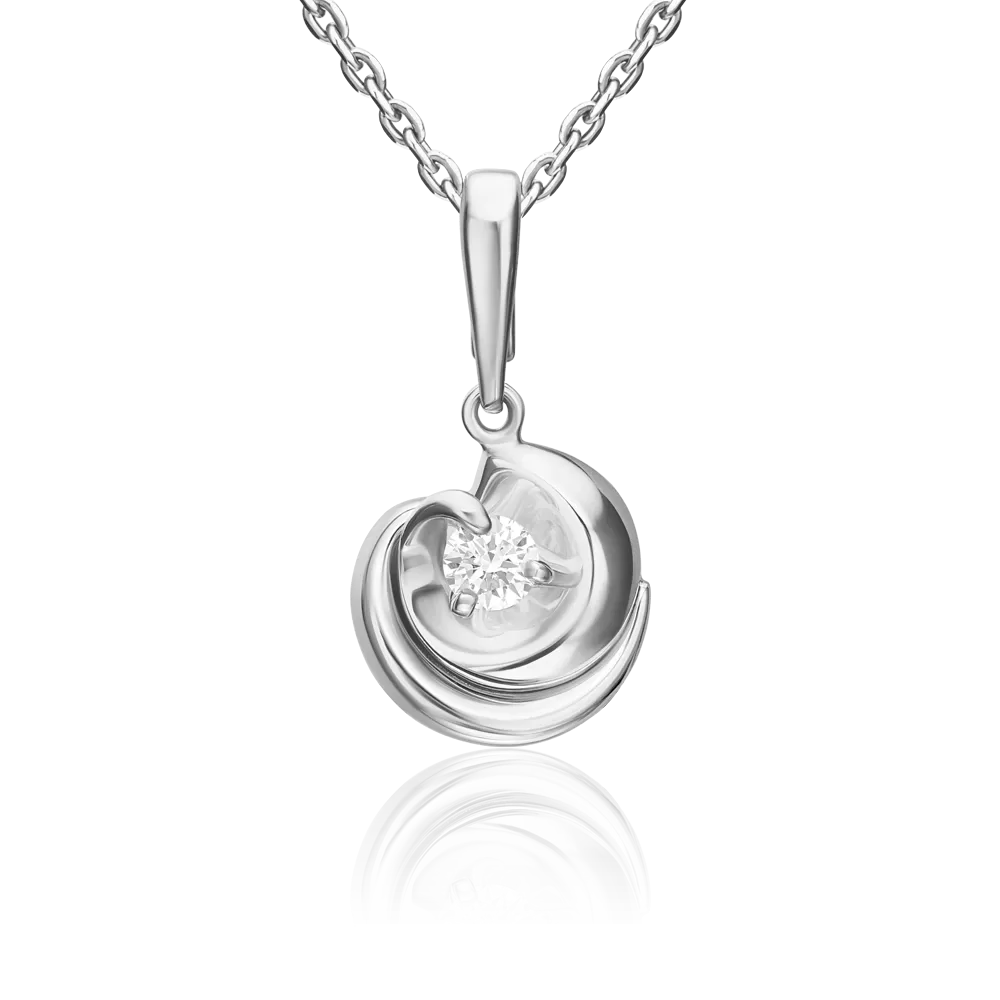 Подвеска из белого золота с бриллиантом 03-3454-00-101-1120