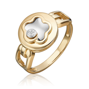 Кольцо из лимонного золота с бриллиантом 01-5600-00-101-1121