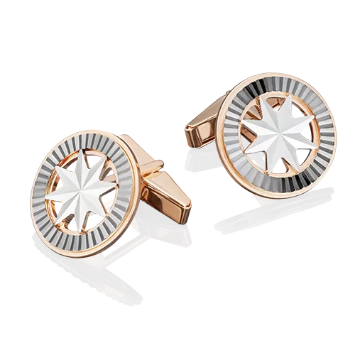 Запонки «Розы ветров» из комбинированного золота 10-0055-00-000-1111-22