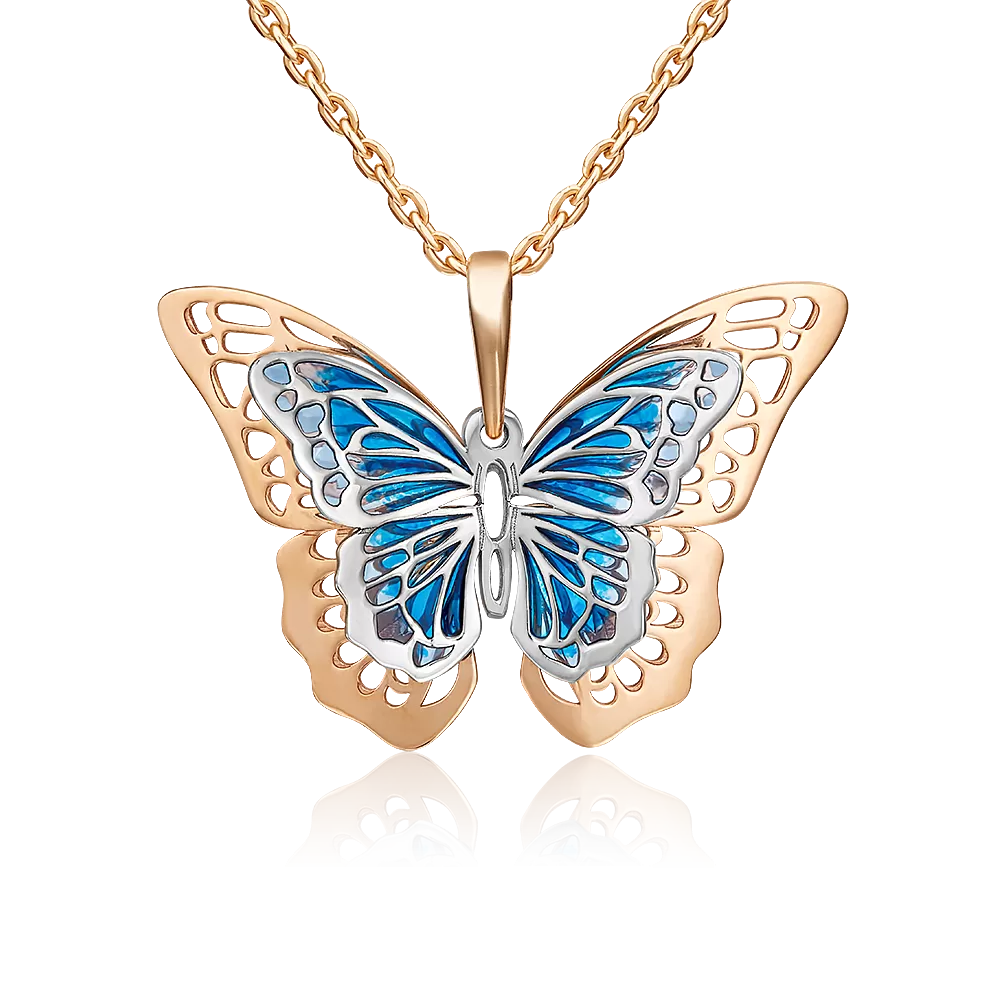 Подвеска «Тропическая красавица» из комбинированного золота с эмалью 03-3167-00-000-1111-48