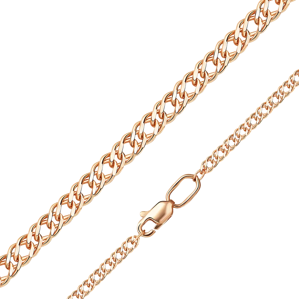 Цепь из красного золота с алмазной гранью (плетение «Двойной ромб») 21-0303-040-1110-17