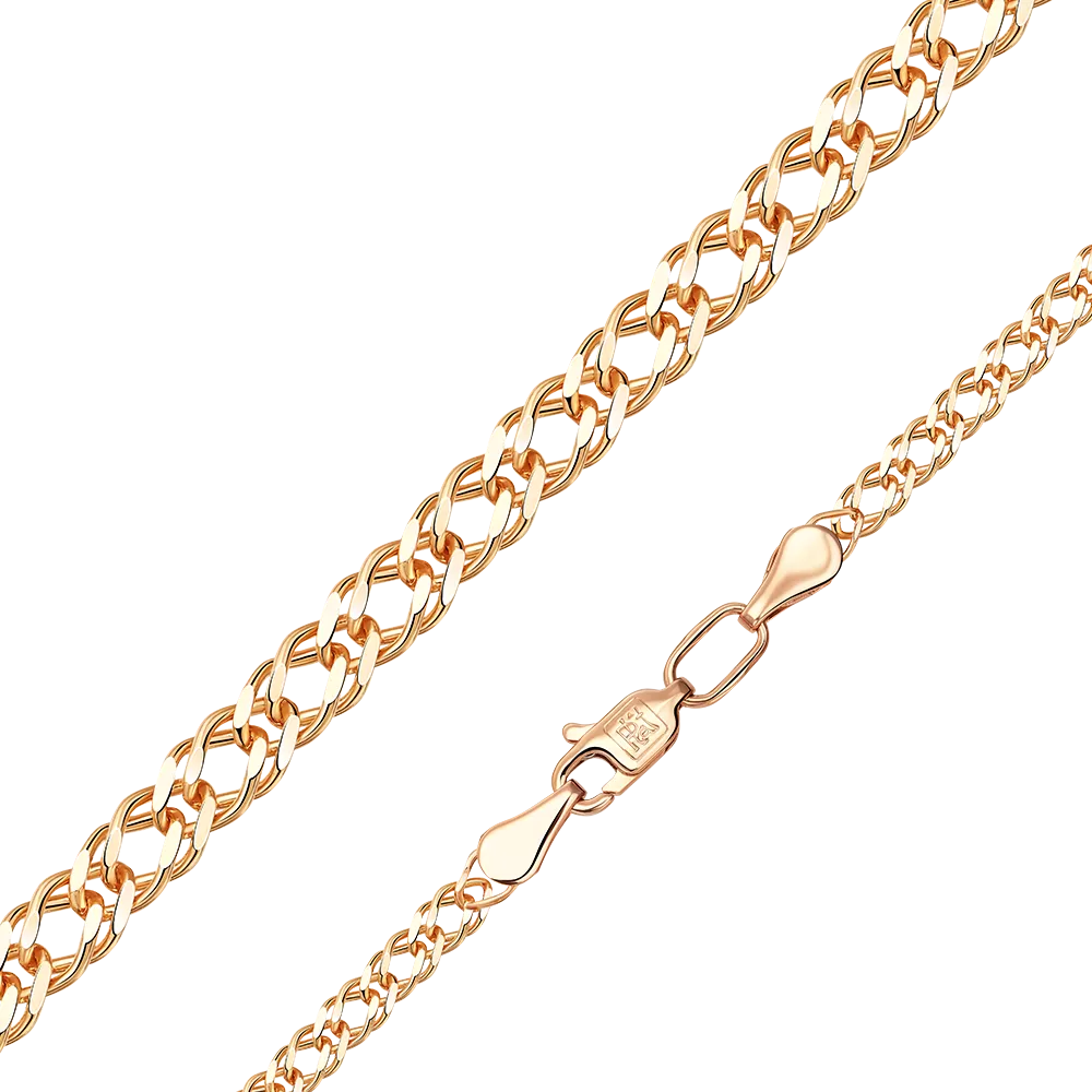 Цепь из красного золота с алмазной гранью (плетение «Двойной ромб») 21-0303-045-1110-17