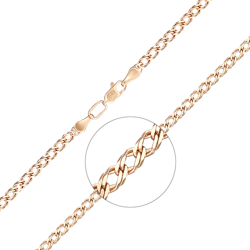 Цепь из красного золота с алмазной гранью (плетение «Двойной ромб») 21-0303-060-1110-17