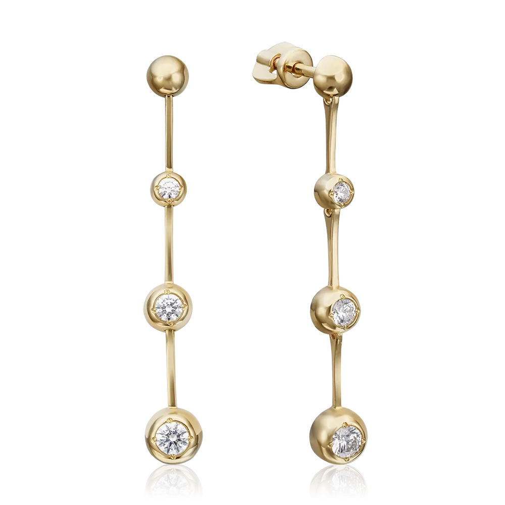 Серьги-пусеты из лимонного золота с фианитами 02-4319-00-501-1130-38