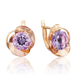 Серьги с английским замком из красного золота c аметистом 02-3843-00-203-1110-46