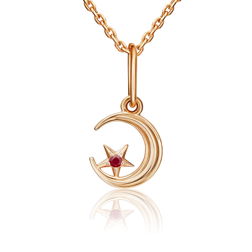 Мусульманская подвеска из красного золота с фианитом 03-2191-01-404-1110-03