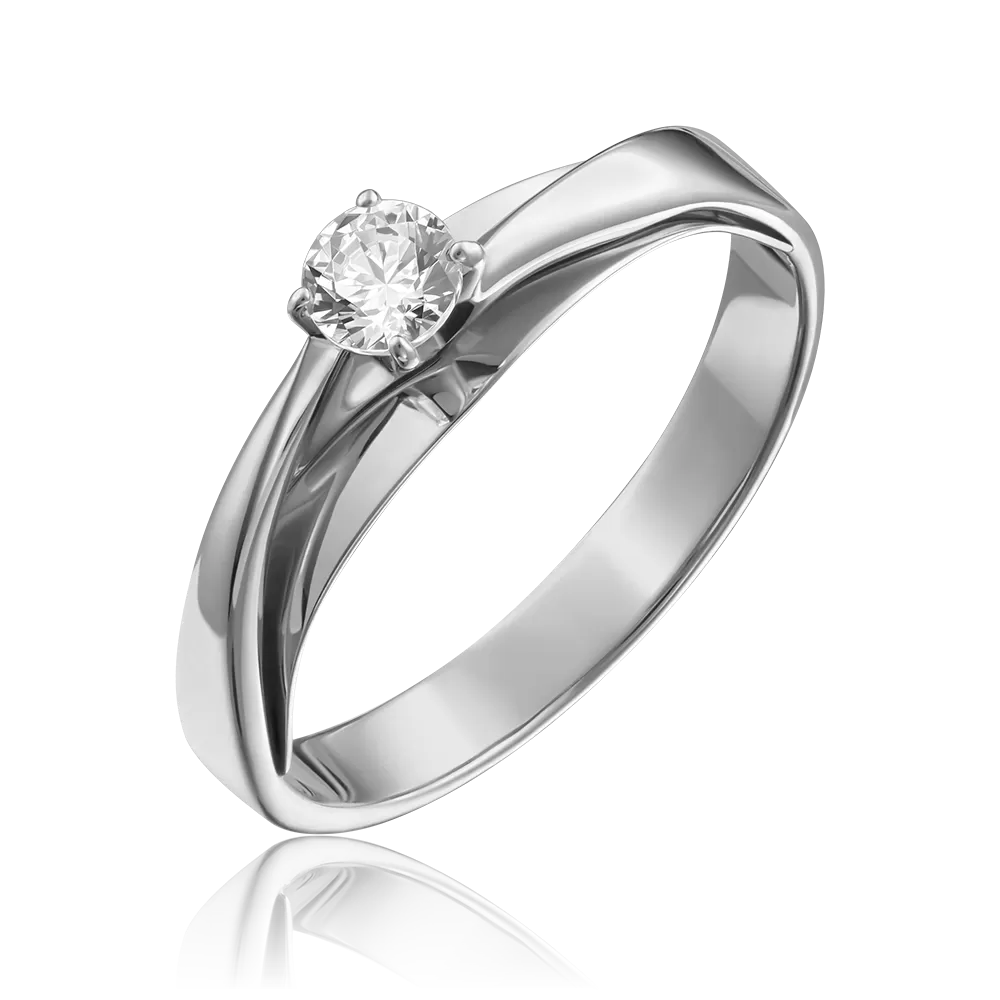 Помолвочное кольцо из белого золота с фианитом 01-5241-00-401-1120