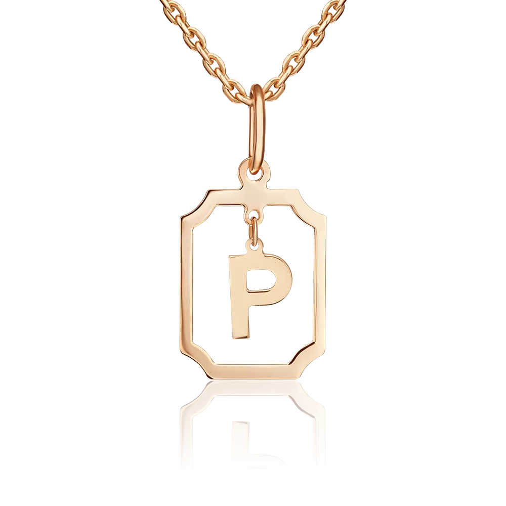 Подвеска «Буква Р» из красного золота 03-3642-Р-000-1110