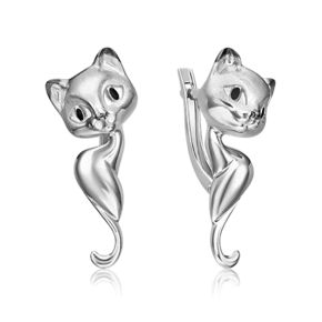 Серьги «Кошки» с английским замком из серебра c эмалью 02-4975-00-000-0200