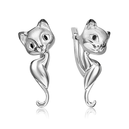 Серьги «Кошки» с английским замком из серебра c эмалью 02-4975-00-000-0200