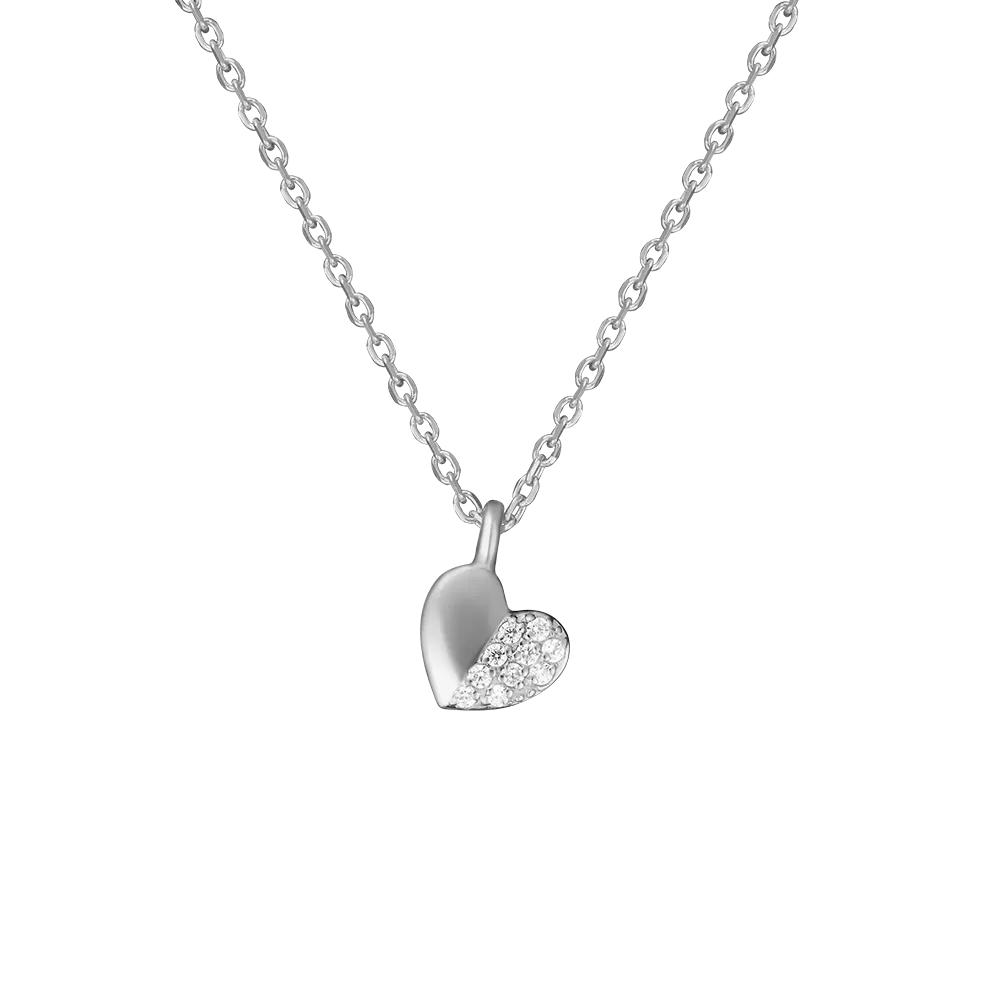 Колье «Сердце» из белого золота с фианитами 07-0154-00-401-1120-03