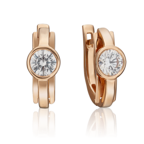 Серьги с английским замком из красного золота c фианитом 02-4575-00-501-1110-38