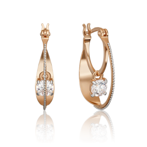 Серьги с турецким замком из комбинированного золота c фианитом 02-4600-00-501-1111-38