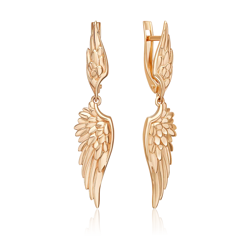 Серьги «Крылья Ники» с английским замком из красного золота 02-5434-00-000-1110