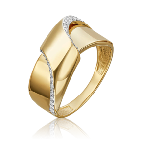 Кольцо из лимонного золота с фианитами 01-5425-00-401-1130-23