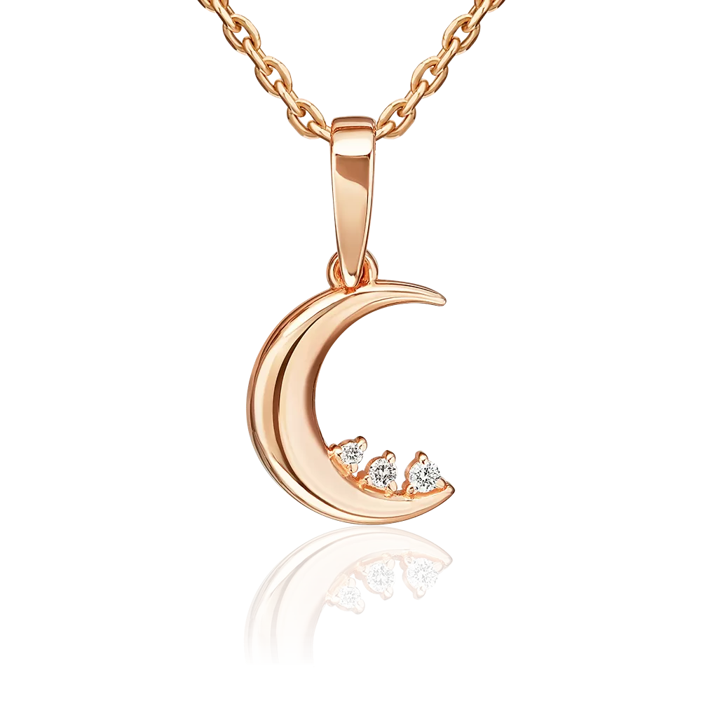 Подвеска «Полумесяц» из красного золота с бриллиантами 03-3694-00-101-1110