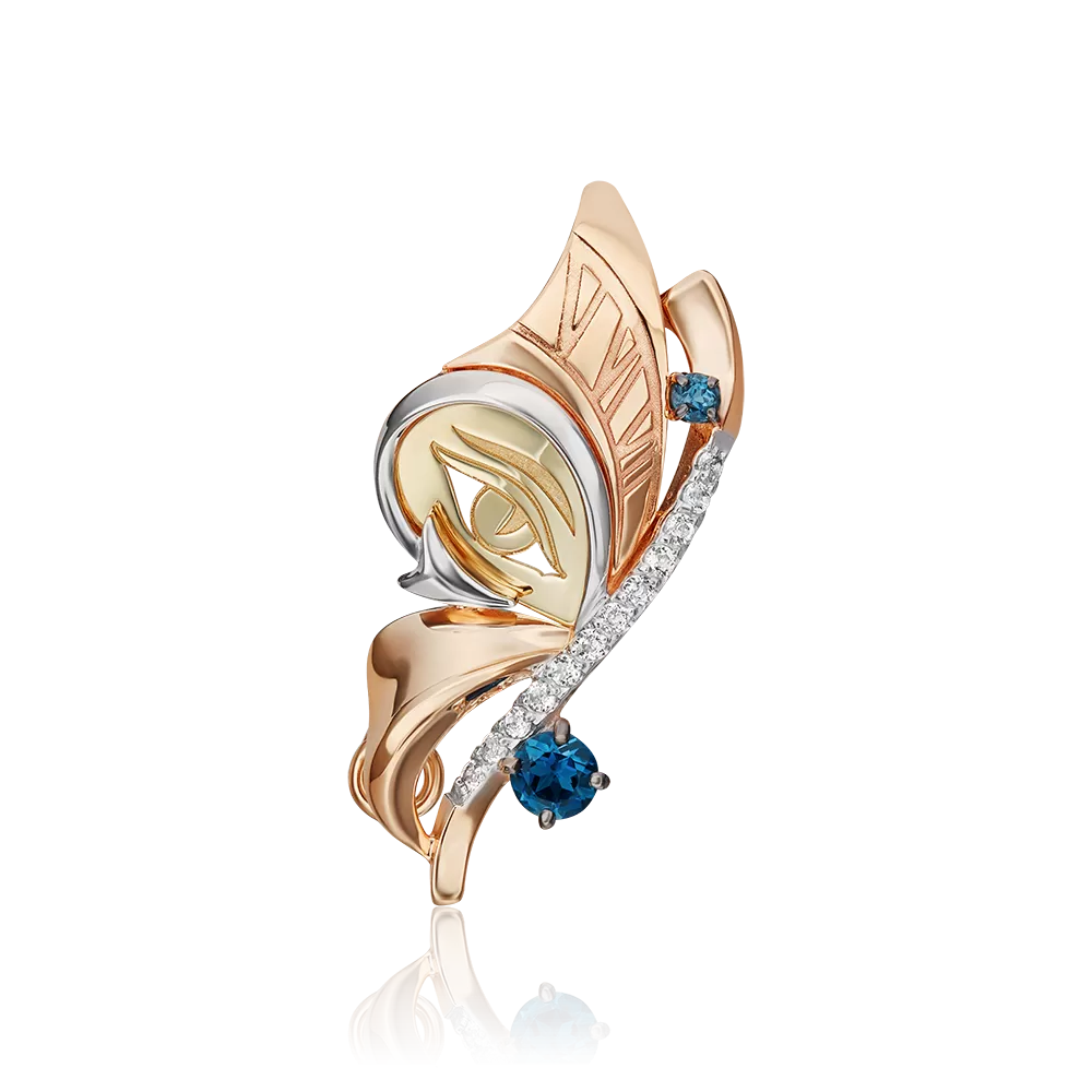 Брошь «Тайна красоты» из комбинированного золота с топазами и натуральными топазами white 04-0262-00-201-1113
