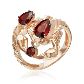 Кольцо «Скорпион» из красного золота с гранатами 01-5782-00-204-1110
