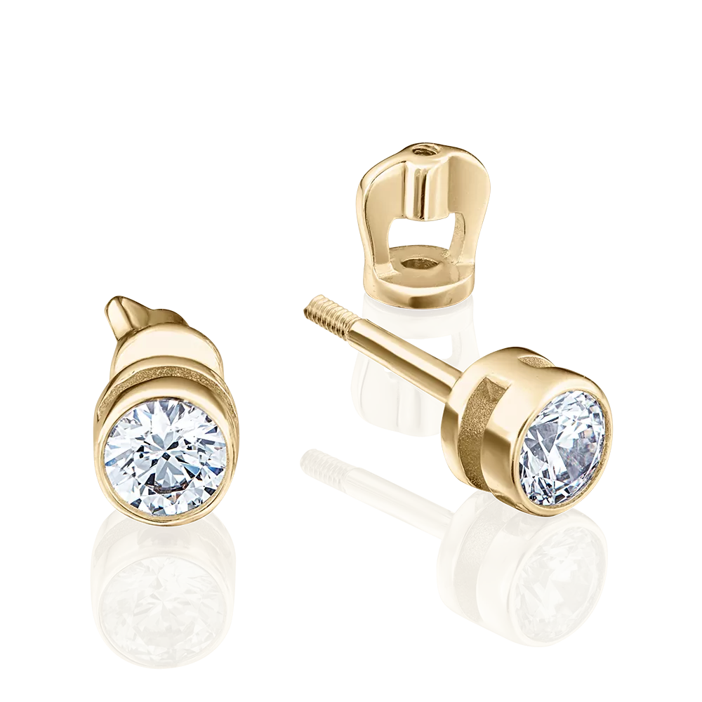 Серьги-пусеты из лимонного золота с фианитом 02-2068-00-501-1130-38