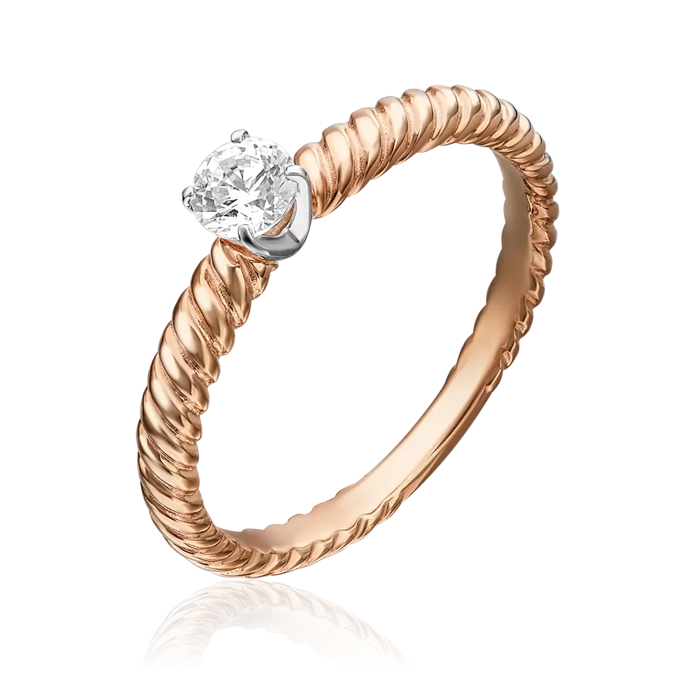 Помолвочное кольцо из комбинированного золота с фианитом 01-5272-00-501-1111-38