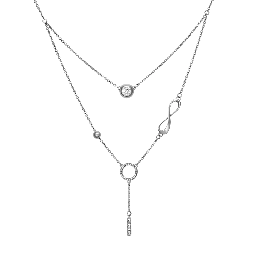 Колье из белого золота с фианитом 07-0211-00-401-1120