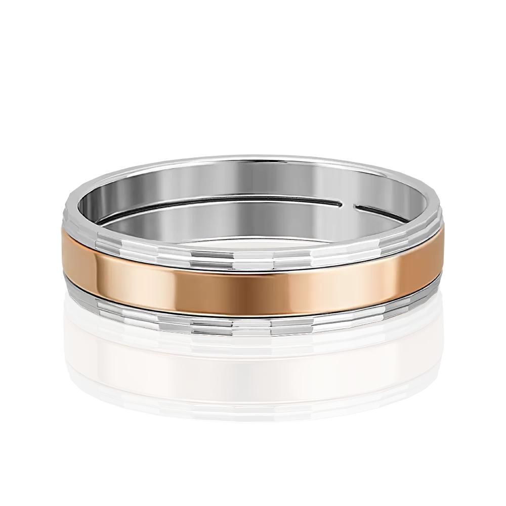 Обручальное кольцо из комбинированного золота с алмазной гранью 01-5677-00-000-1111