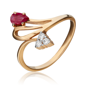 Кольцо из красного золота c рубином и бриллиантами 01-0700-00-107-1110-30