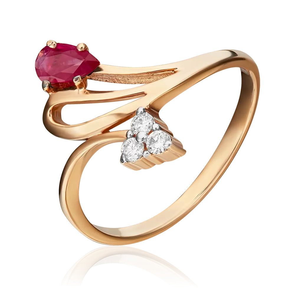 Кольцо из красного золота с рубином и бриллиантами 01-0700-00-107-1110-30