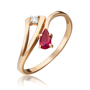 Кольцо из красного золота с рубином и бриллиантом 01-0702-00-107-1110-30