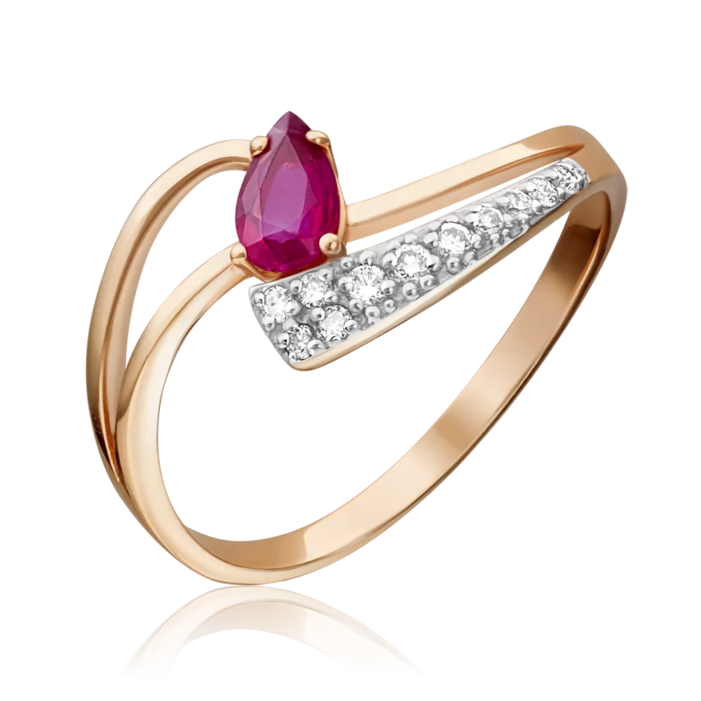 Кольцо из красного золота с рубином и бриллиантами 01-0704-00-107-1110-30