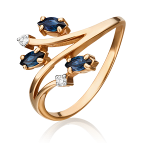 Кольцо из красного золота c сапфирами и бриллиантами 01-0706-00-105-1110-30