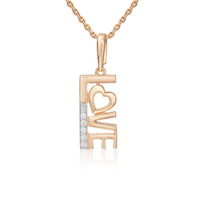 Подвеска «LOVE» из красного золота с фианитами 03-3584-00-401-1110