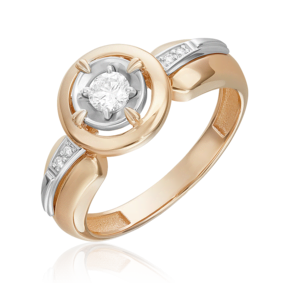 Кольцо из комбинированного золота с бриллиантом 01-5744-00-101-1111